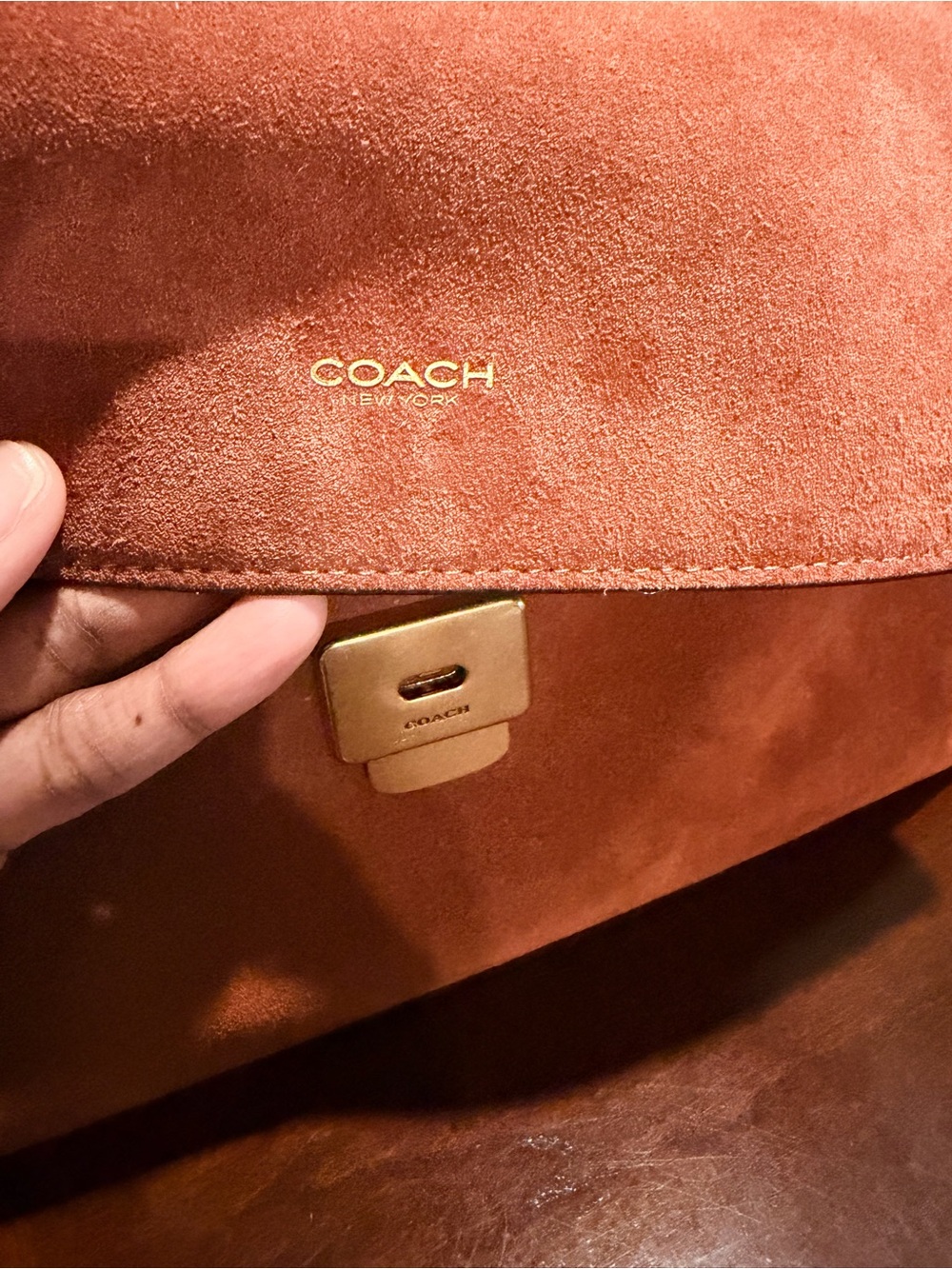 NWT Coach Suede Chelsea 36 in Clay plus bag insert - Picture 7 of 13